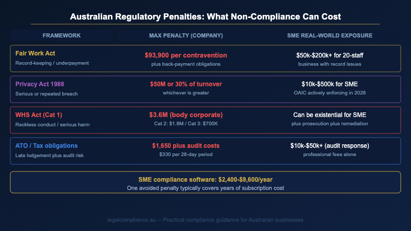The cost of compliance failure for Australian businesses — regulatory penalties by framework
